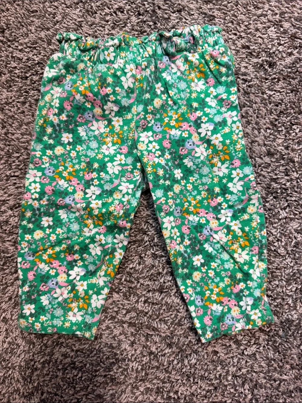 Carter's Gray Onesie with Green Floral Pants